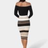Off Shoulder Stripe Dress